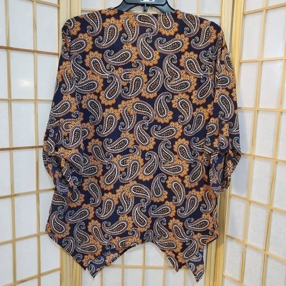 Kim Rogers Paisley Offset Hem Blouse Small - Picture 3 of 8